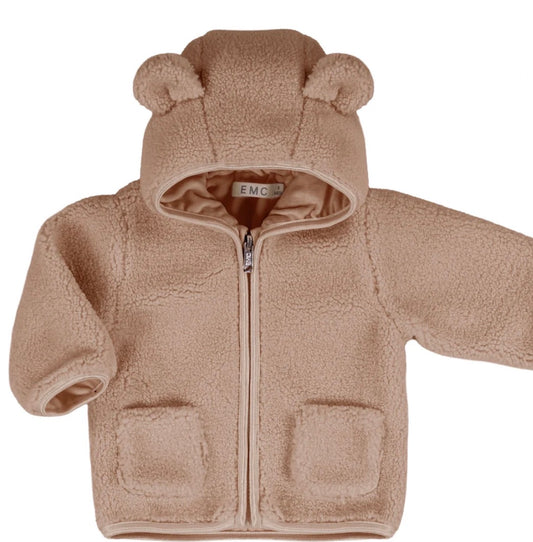 GIACCA TEDDY EMC CON CAPPUCCIO, ORECCHIE E ZIP